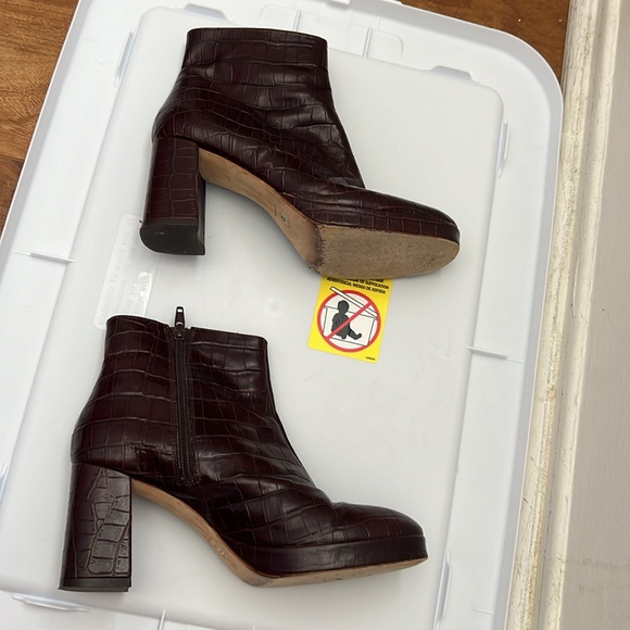 Miista Spain Brown Genuine Leather Crocodile Heeled Booties - Picture 4 of 6